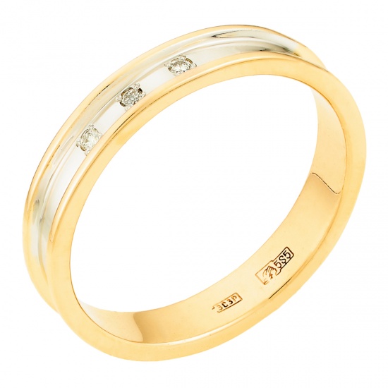 Кольцо из комбинированного золота 585 пробы c 3 бриллиантами, Л18110150 за 25140