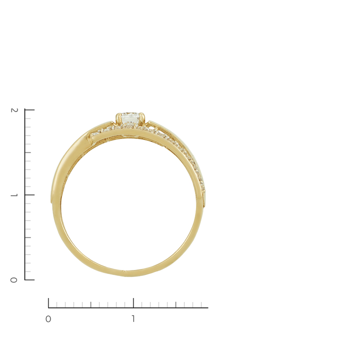 Кольцо из желтого золота 585 пробы c фианитами