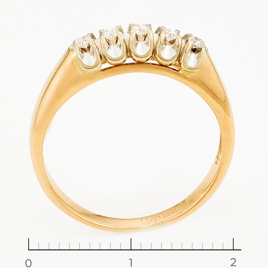 Кольцо из комбинированного золота 585 пробы c 5 бриллиантами, Л63018611 за 17100