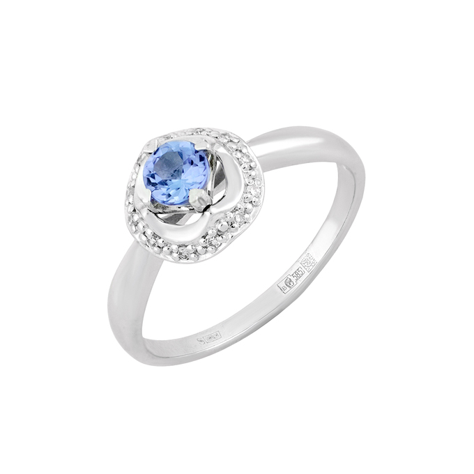 Кольцо из золота 585 пробы c танзанитом и бриллиантами, Л 0911 3505 за 31120