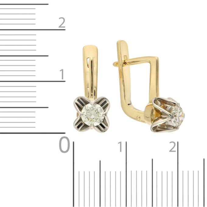 Серьги из золота 750 пробы c 2 бриллиантами