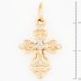 Крестик из комбинированного золота 585 пробы c фианитами Л25077326 фото 2