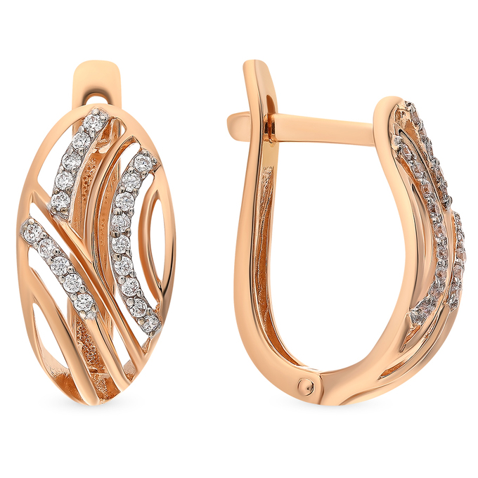 Серьги из золота 585 пробы c 38 фианитами