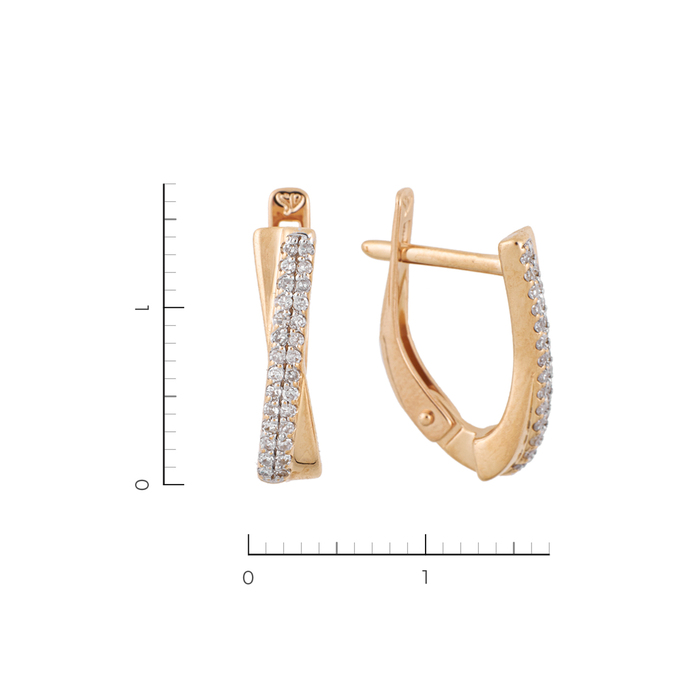 Серьги из красного золота 585 пробы c 56 бриллиантами