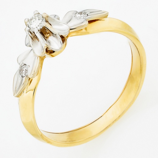 Кольцо из комбинированного золота 750 пробы c 3 бриллиантами Л66016468 фото 1