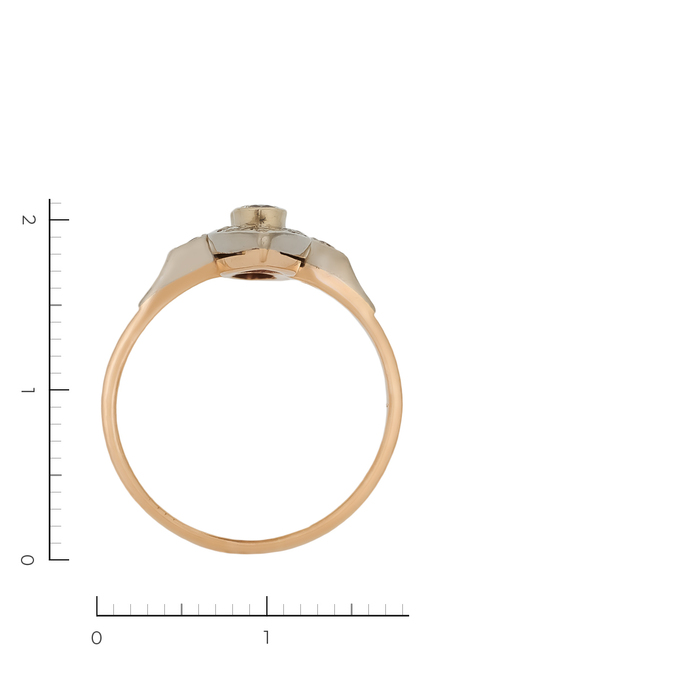Кольцо из комбинированного золота 585 пробы c 10 бриллиантами, Л 2800 1032 за 46800