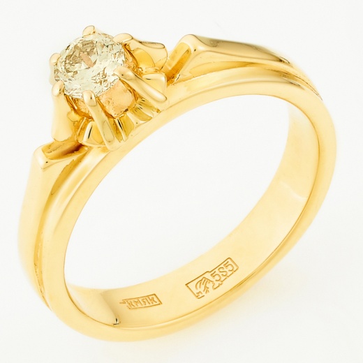 Кольцо из желтого золота 585 пробы c 1 бриллиантом Л18107398 фото 1