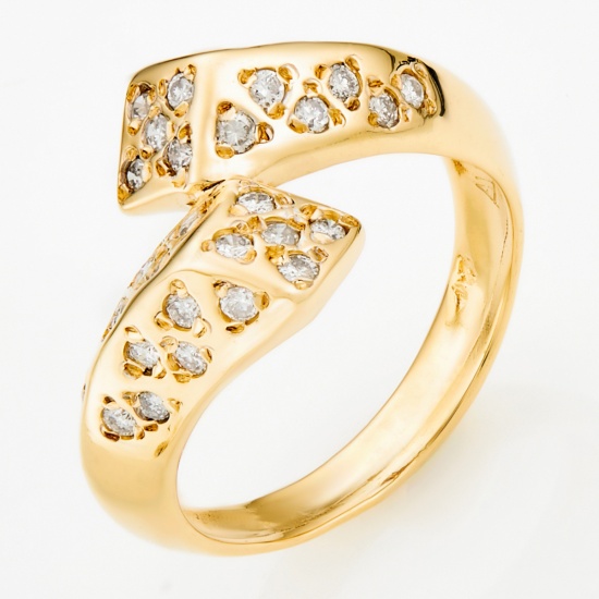 Кольцо из желтого золота 750 пробы c 34 бриллиантами