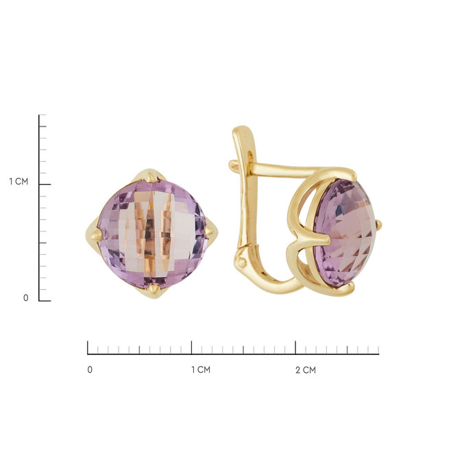 Серьги из золота 585 пробы c аметистами