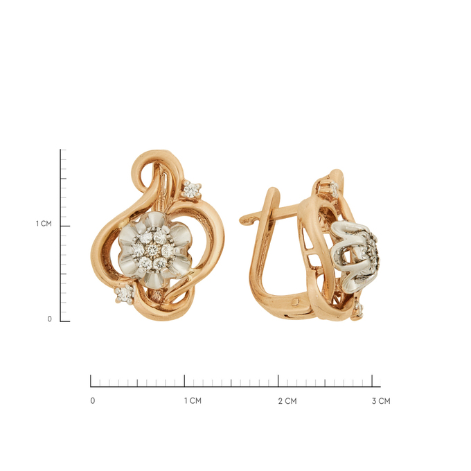 Серьги из золота 585 пробы c бриллиантами, Ц О007 1132 за 72720