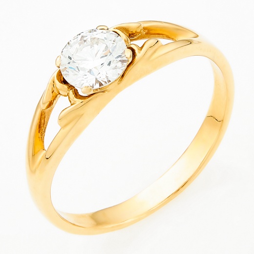 Кольцо из желтого золота 585 пробы c 1 бриллиантом Л53009981 фото 1