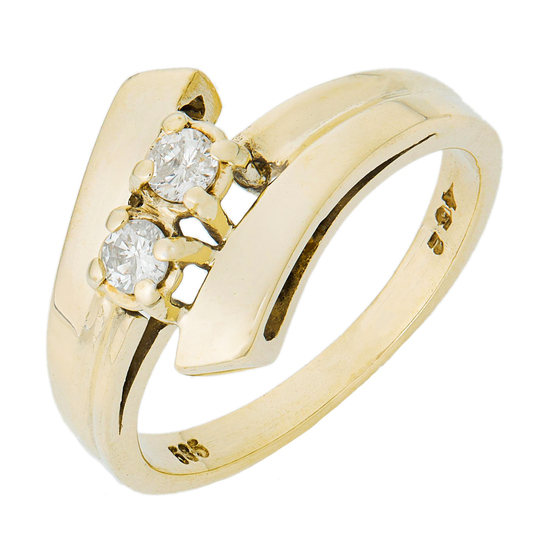 Кольцо из желтого золота 585 пробы c 2 бриллиантами, Л47092485 за 40950