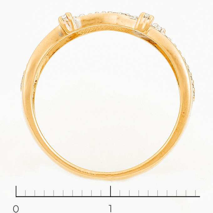 Кольцо из комбинированного золота 585 пробы c фианитами