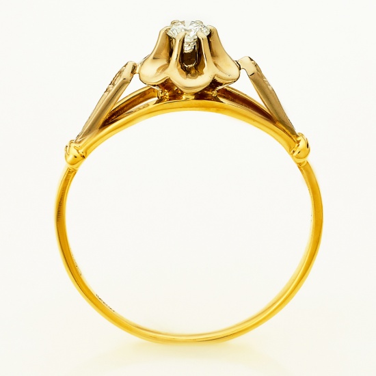Кольцо из комбинированного золота 750 пробы c 1 бриллиантом, Л33085106 за 33215