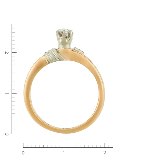 Кольцо из комбинированного золота 585 пробы c 1 бриллиантом, Л12079285 за 20760