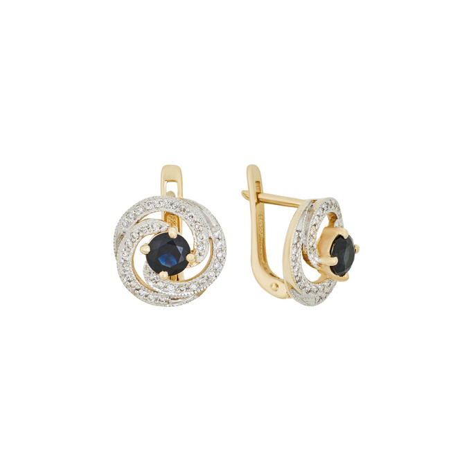 Серьги из золота 585 пробы c сапфирами и бриллиантами, К 0000 3766 за 65400