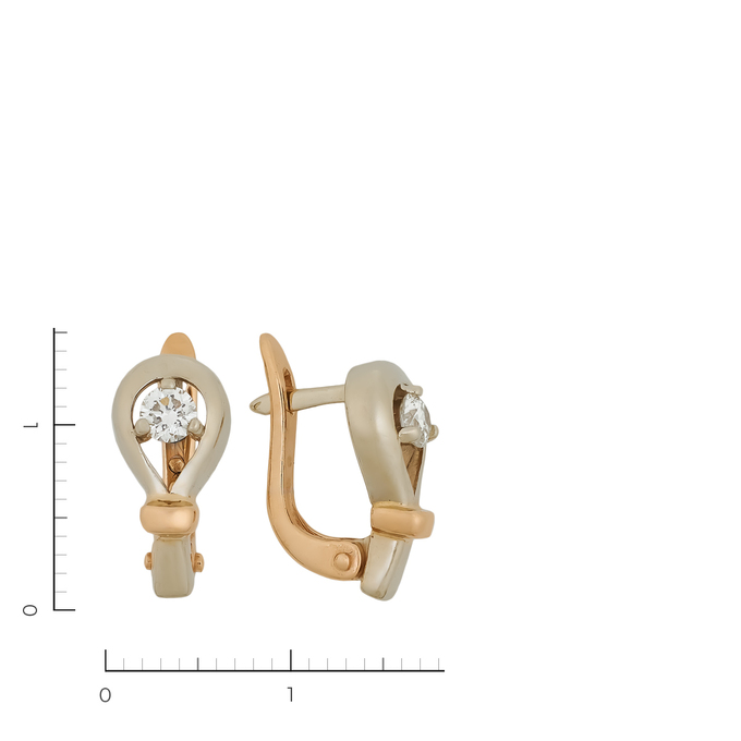 Серьги из золота 585 пробы c 2 бриллиантами, Л 5405 0075 за 38850