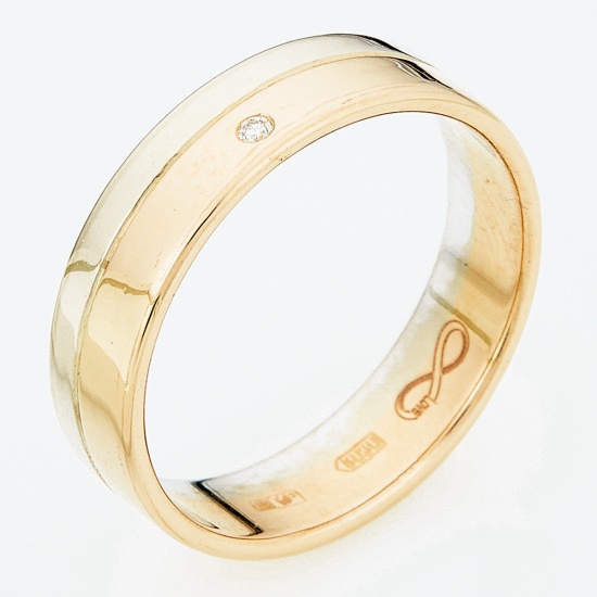 Кольцо из комбинированного золота 585 пробы c 1 бриллиантом, Л48063399 за 12950