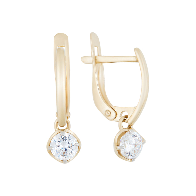 Серьга из золота 585 пробы c фианитом