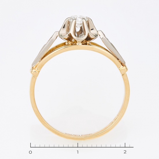 Кольцо из комбинированного золота 750 пробы c 3 бриллиантами, Л41053957 за 43225
