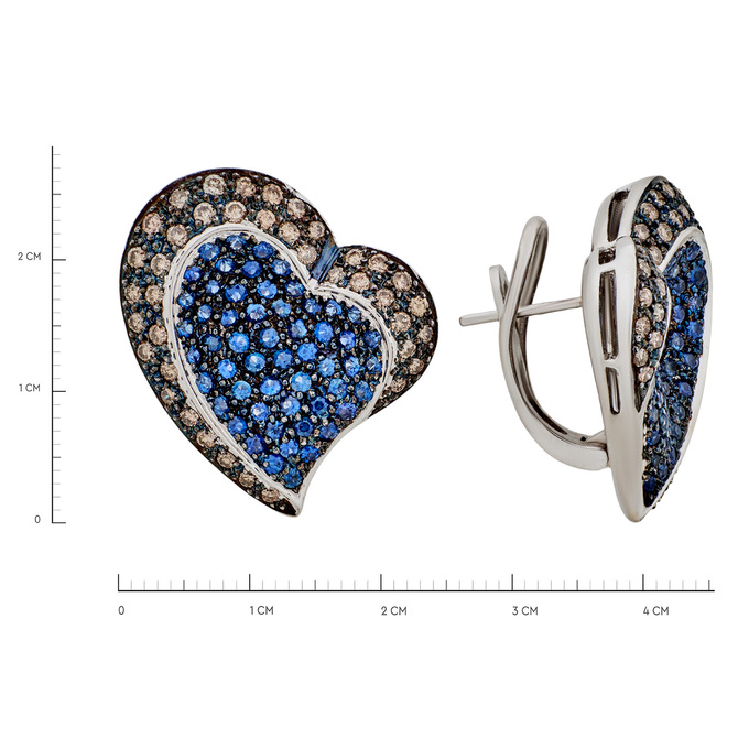 Серьги из золота 750 пробы с бриллиантами и сапфирами, Ц О007 5114 за 246000