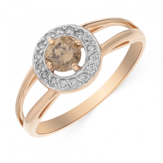 Кольцо из комбинированного золота 585 пробы c 17 бриллиантами 061377 фото 1