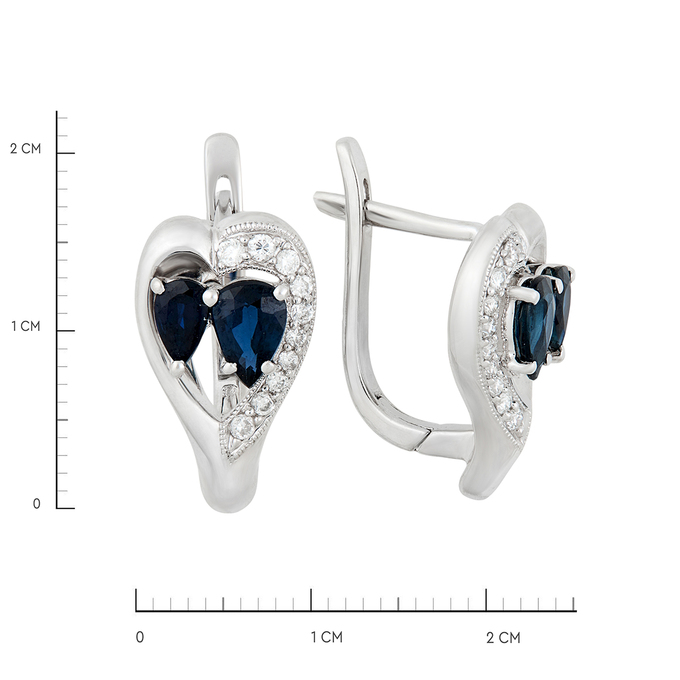 Серьги из золота 585 пробы c сапфирами и бриллиантами, Л 2811 2712 за 50000