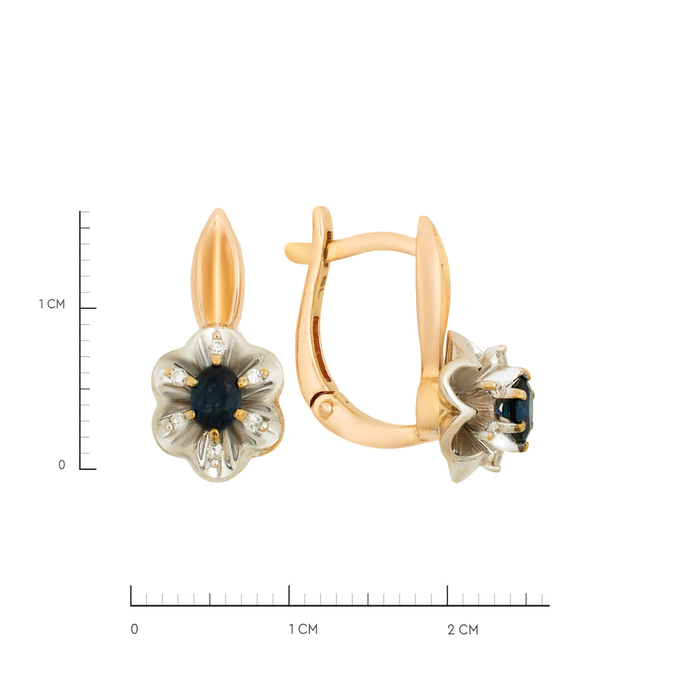 Серьги из золота 585 пробы c сапфирами и бриллиантами, Ц О007 1586 за 58000