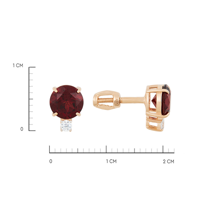 Серьги из золота 585 пробы c гранатами и фианитами, К 0000 2815 за 16800