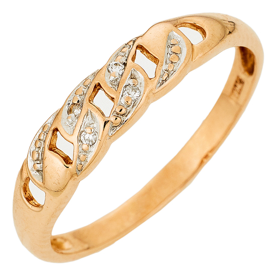 Кольцо из комбинированного золота 585 пробы c 4 бриллиантами, Л29105392 за 11900