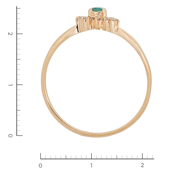 Кольцо из золота 585 пробы c 12 бриллиантами и 1 изумрудом, Л 6201 6923 за 28400