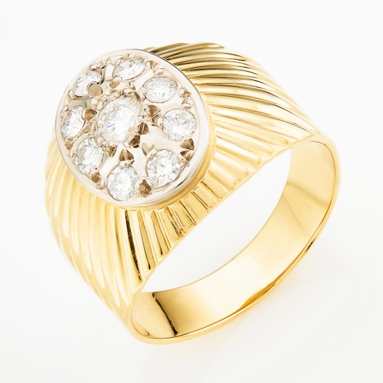 Кольцо из комбинированного золота 750 пробы c 9 бриллиантами