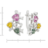 Серьги из белого золота 750 пробы c 6 бриллиантами и 6 цвет. сапфирами