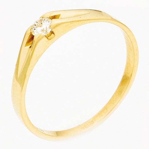 Кольцо из желтого золота 750 пробы c 1 бриллиантом Л29117509 фото 1