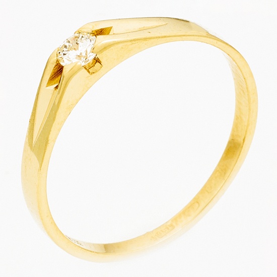 Кольцо из желтого золота 750 пробы c 1 бриллиантом, Л29117509 за 23 600 ₽