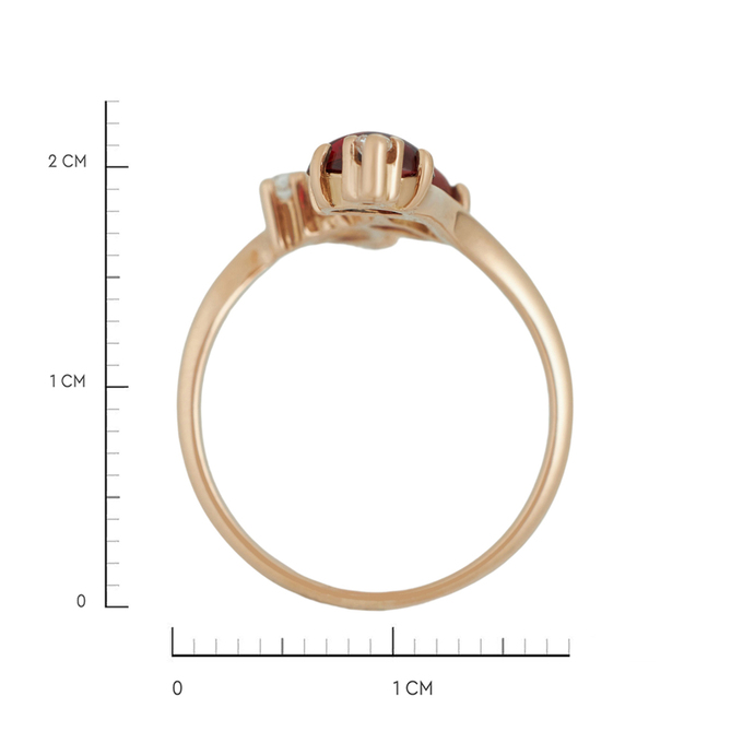 Кольцо из золота 585 пробы c гранатами и фианитами, Л 3606 3556 за 29680