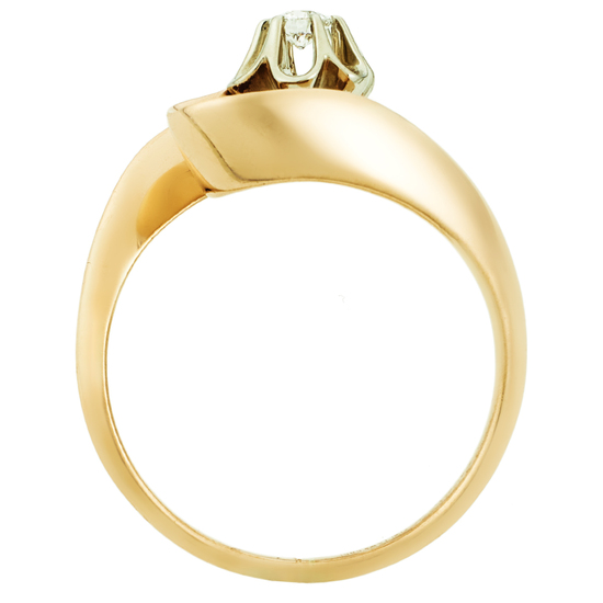 Кольцо из комбинированного золота 585 пробы c 1 бриллиантом, Л05128952 за 23950