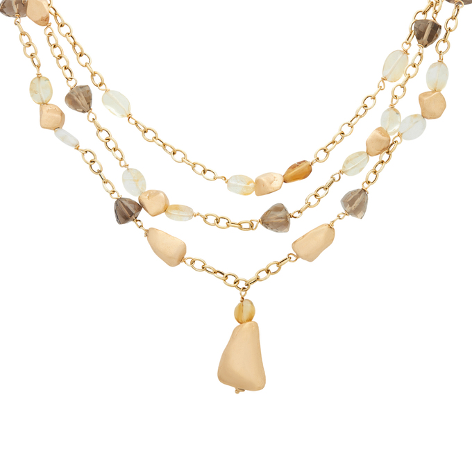 Колье из золота 585 пробы c кварцами