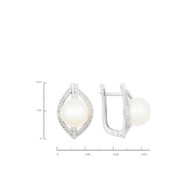 Серьги из золота 585 пробы c фианитами и культивированным жемчугом, К 0000 5252 за 87700