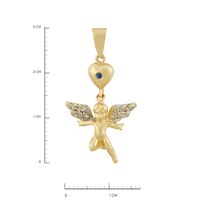 Подвеска из золота 585 пробы c бриллиантами и синтетическим сапфиром, Л 4505 1971 за 31600