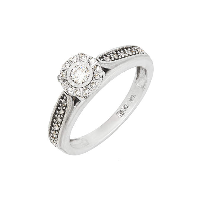 Кольцо из золота 585 пробы c бриллиантами