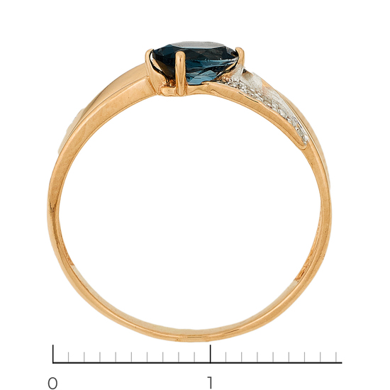Кольцо из комбинированного золота 585 пробы c 10 бриллиантами и 1 топазом Лондон, Л61022510 за 11550