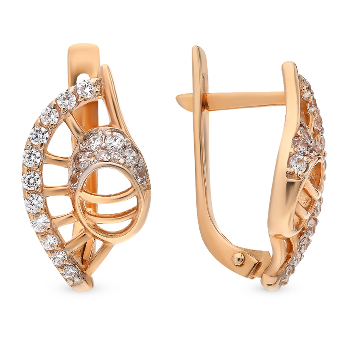 Серьги из золота 585 пробы c фианитами
