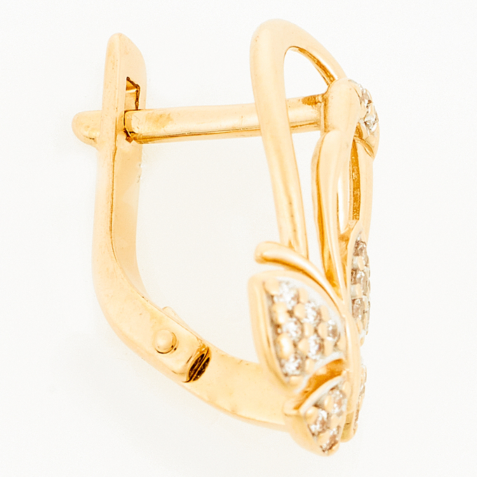 Серьги из золота 585 пробы c фианитами