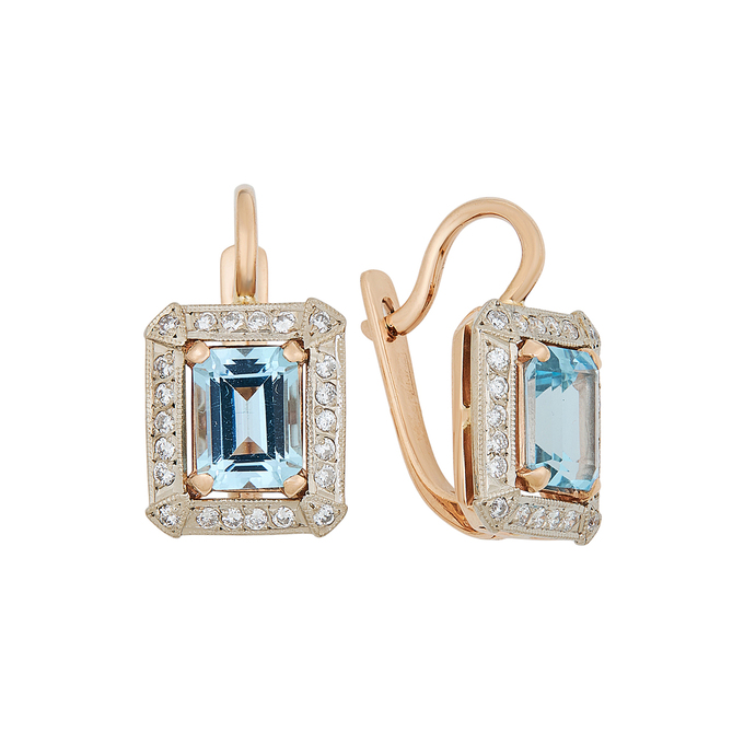 Серьги из золота 585 пробы c топазами и бриллиантами, К 0000 4191 за 74900