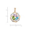 Подвеска из золота 585 пробы c топазом, хризолитом, аметистом и фианитами