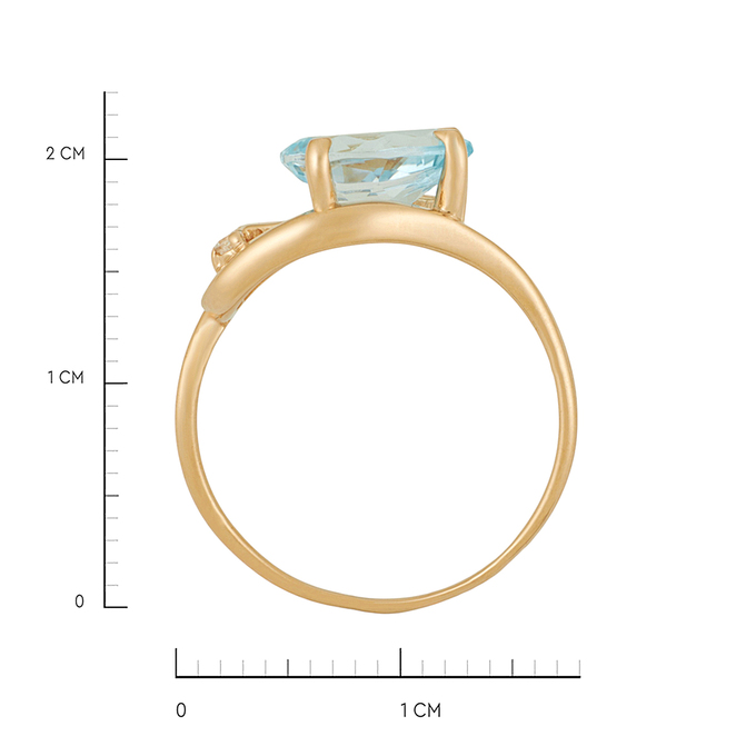 Кольцо из золота 585 пробы c топазом и фианитами, Л 6202 1354 за 21360
