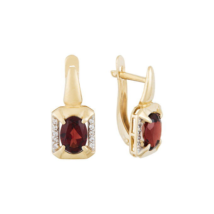 Серьги из золота 585 пробы c гранатами и фианитами, Л 3910 9753 за 30400