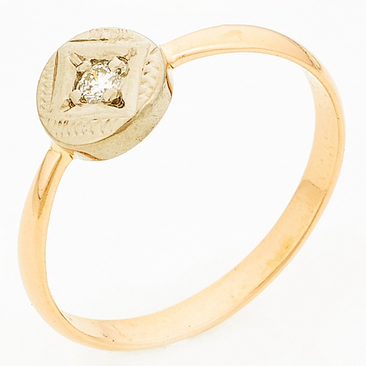 Кольцо из комбинированного золота 585 пробы c 1 бриллиантом Л64017545 фото 1