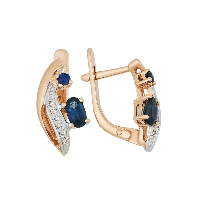 Серьги из золота 585 пробы c сапфирами и бриллиантами, К 0000 5218 за 57900